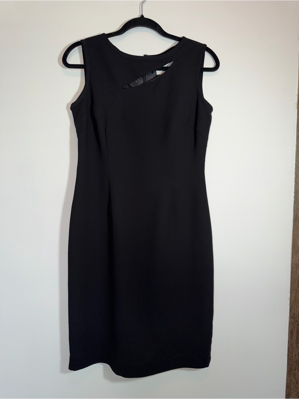 Danny & Nicole Black Sleeveless Sheath Dress with Asymmetric Neck Cutout